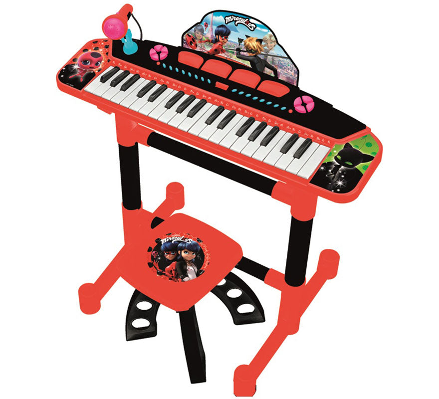 Translation missing: de.Teclado Musical con Pie, Banqueta y Micrófono Ladybug