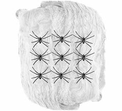200g weißes Spinnennetz mit 9 Spinnen