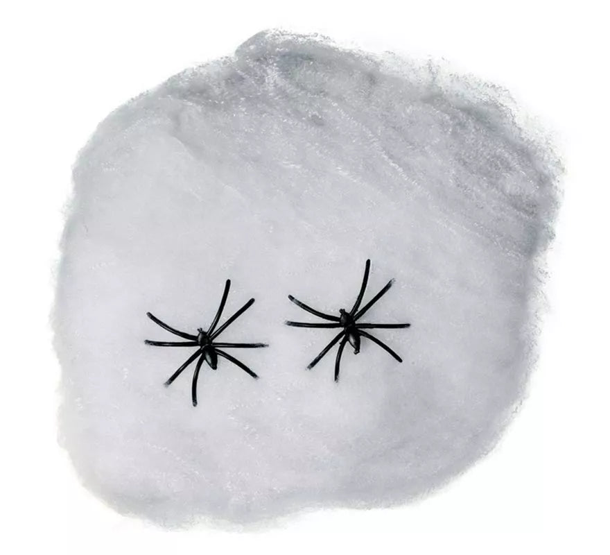 Translation missing: de.Telaraña blanca de 40 gr con arañas para decoración Halloween