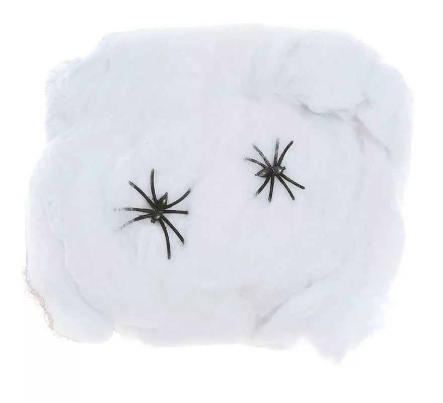 Translation missing: de.Telaraña blanca de 40 gr con arañas para decoración Halloween