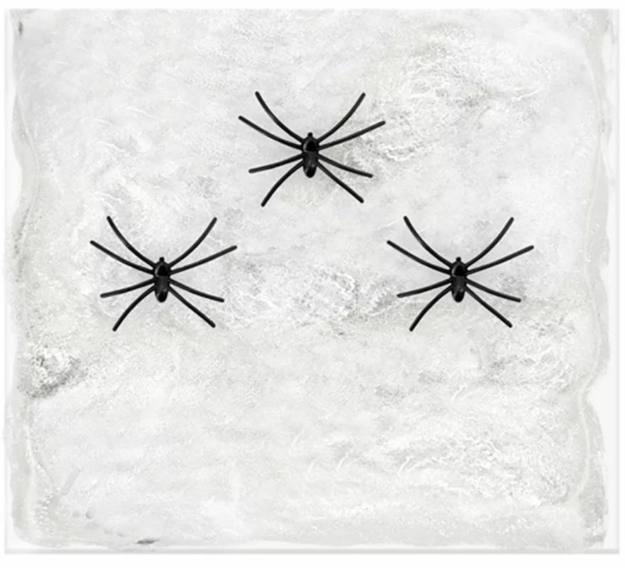 Translation missing: de.Telaraña blanca de 50 g con 3 Arañas