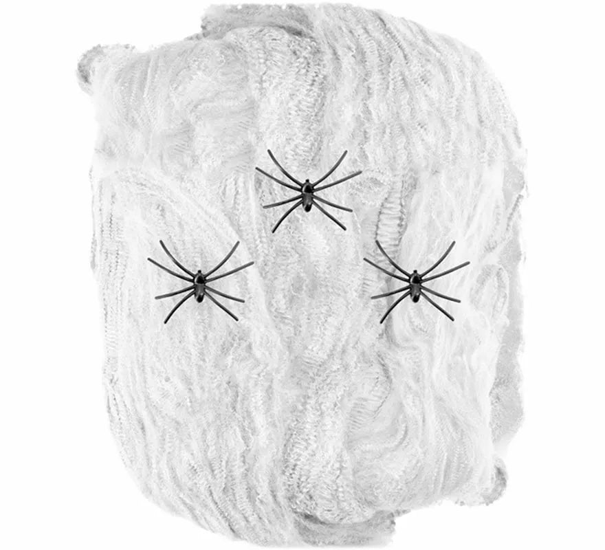 Translation missing: de.Telaraña blanca de 50 g con 3 Arañas