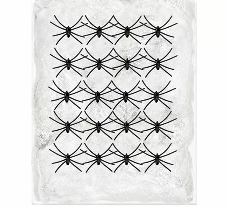 Telaraña blanca de 500 g con 20 Arañas