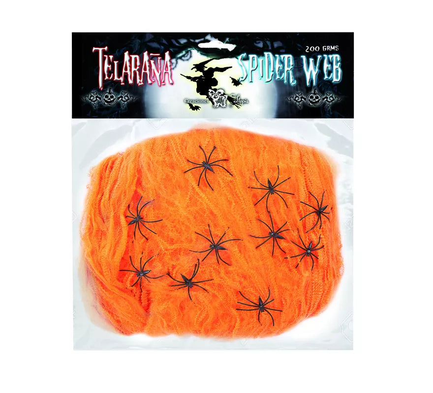 Translation missing: de.Telaraña de 200 gr con 10 Arañas de colores surtidos