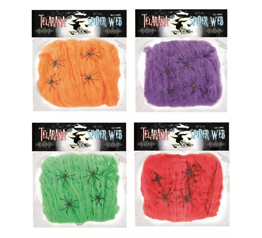 Translation missing: de.Telaraña de 50 gr con 4 Arañas de colores surtidos