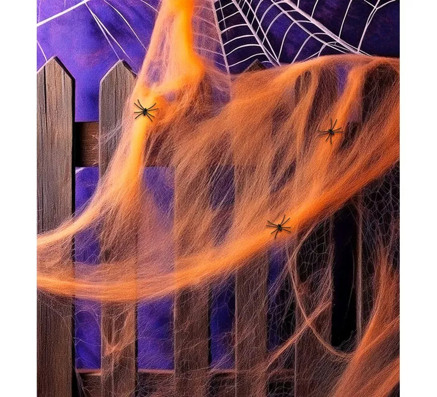 Translation missing: de.Telaraña de 50 gr naranja con 3 Arañas