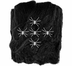100 g schwarzes Spinnennetz mit 5 fluoreszierenden Spinnen