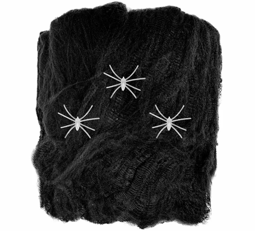 Translation missing: de.Telaraña negra de 50 g con 3 Arañas fluorescentes