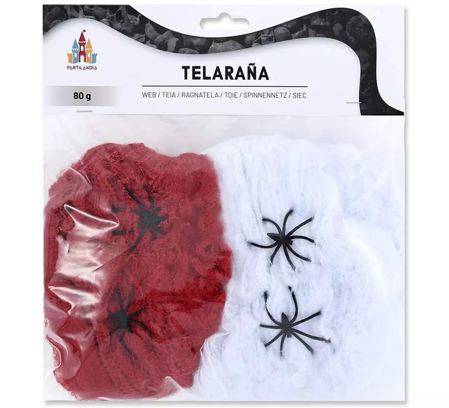 Translation missing: de.Telaraña rojo y Blanco con 4 Arañas de 80 gr