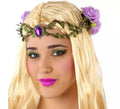 Tiara con Ramas y Flores Moradas