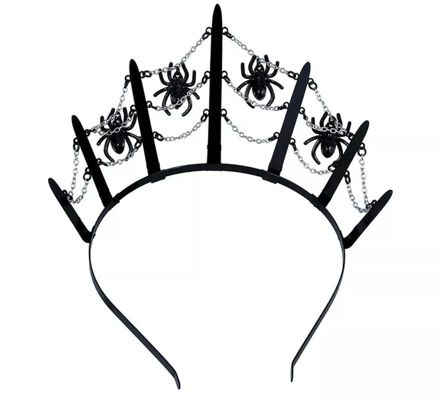 Tiara Metálica de Arañas negras