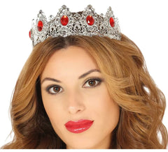 Silberne Tiara mit Steinen der roten Königin