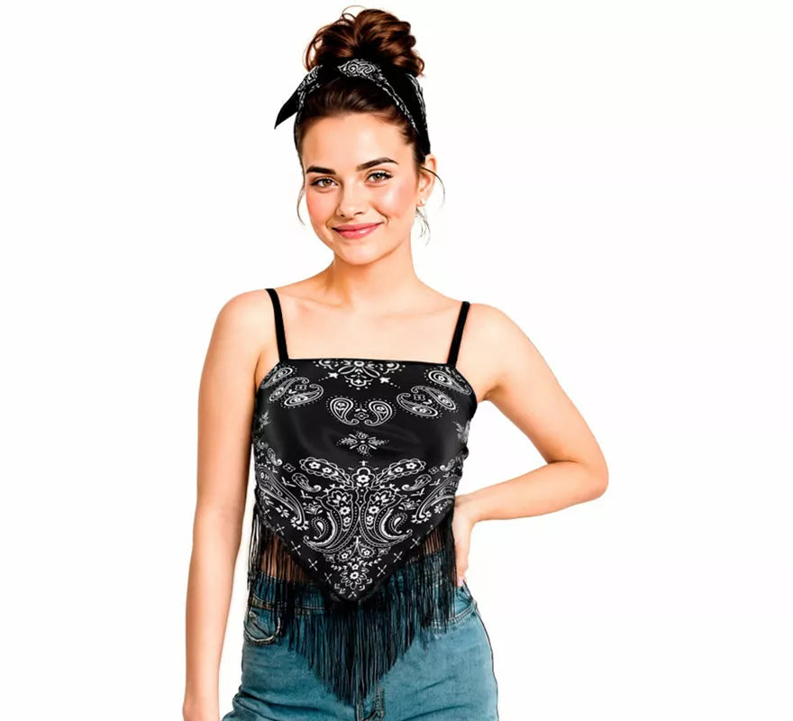 Translation missing: de.Top Bandana Paisley negro para mujer
