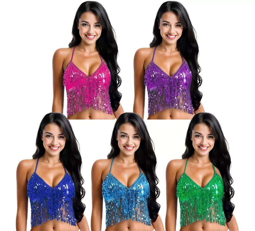 Translation missing: de.Top con Lentejuelas y Flecos en varios colores para mujer
