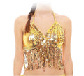 Top dorado con flecos y lentejuelas adulto