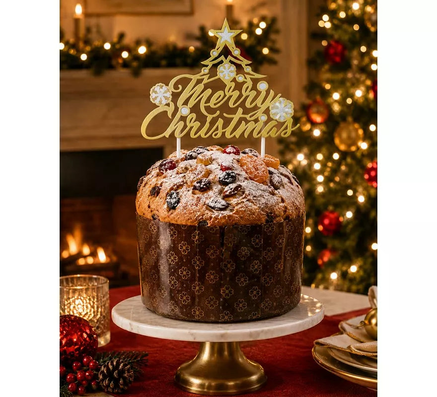 Translation missing: de.Topper dorado de Feliz Navidad para Tarta de 16x24 cm
