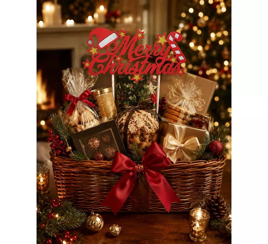 Topper rojo de Feliz Navidad para Tarta de 16x24 cm