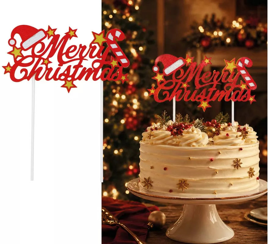 Translation missing: de.Topper rojo de Feliz Navidad para Tarta de 16x24 cm
