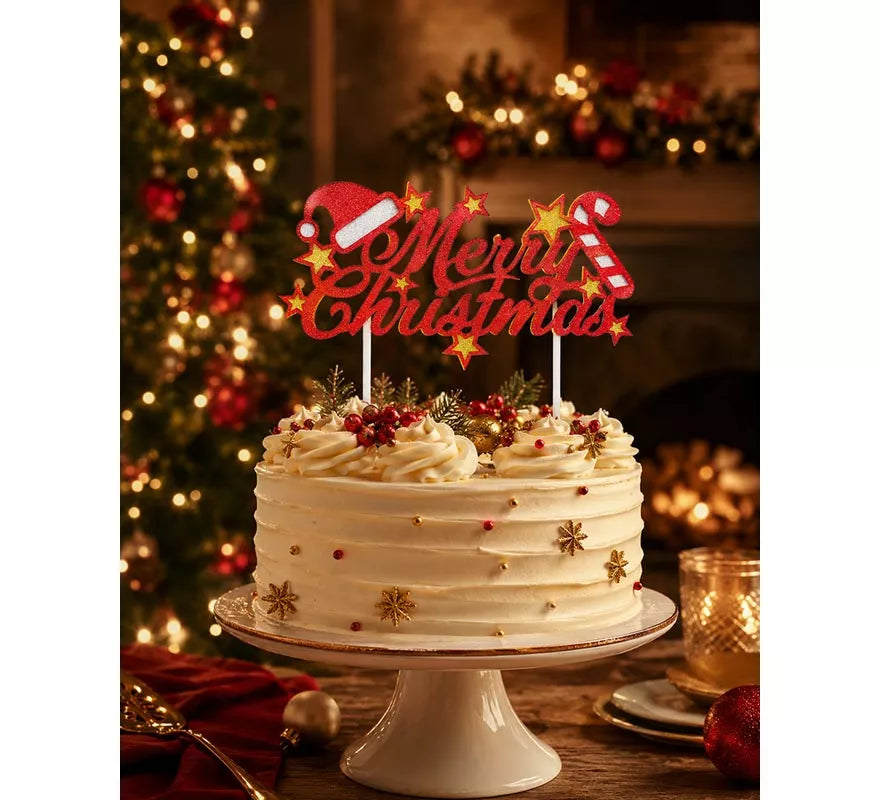 Translation missing: de.Topper rojo de Feliz Navidad para Tarta de 16x24 cm