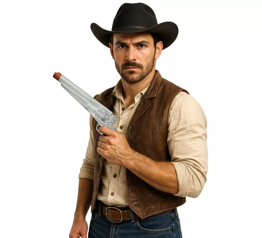 Trabuco de Pistolero plateado de 30 cm de Plástico