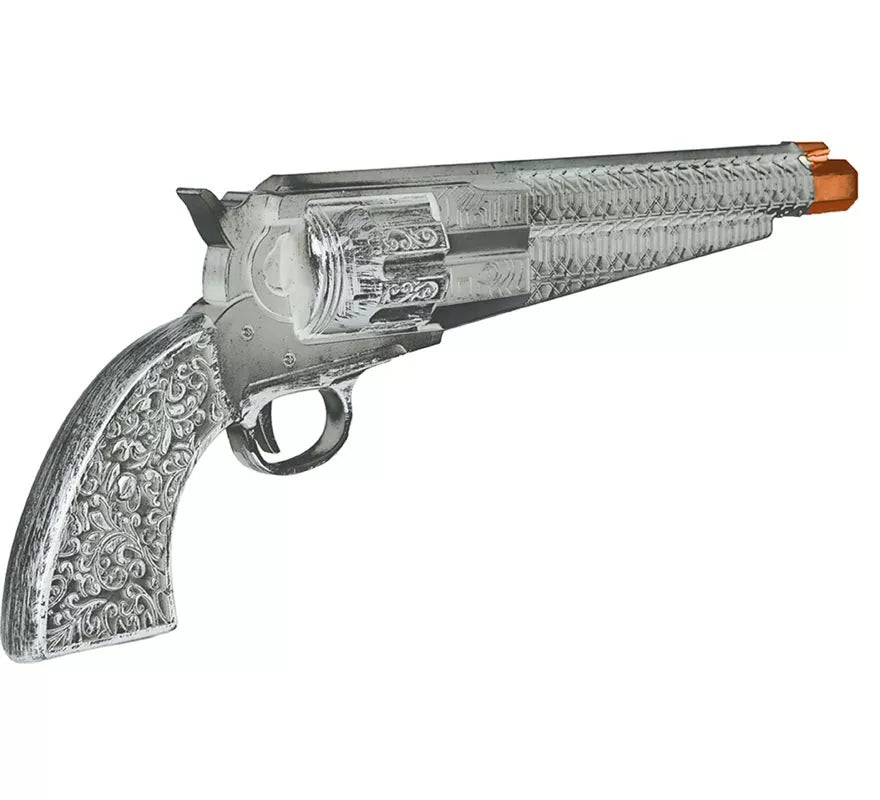 Trabuco de Pistolero plateado de 30 cm de Plástico