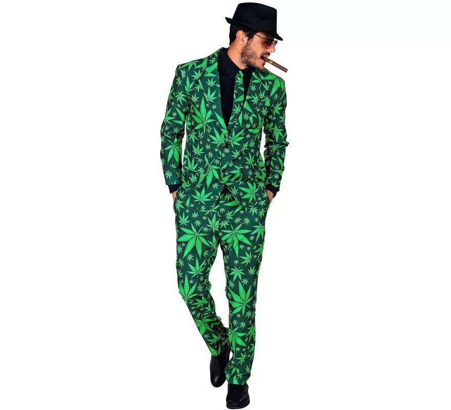 Traje Divertido de Marihuana verde para hombre