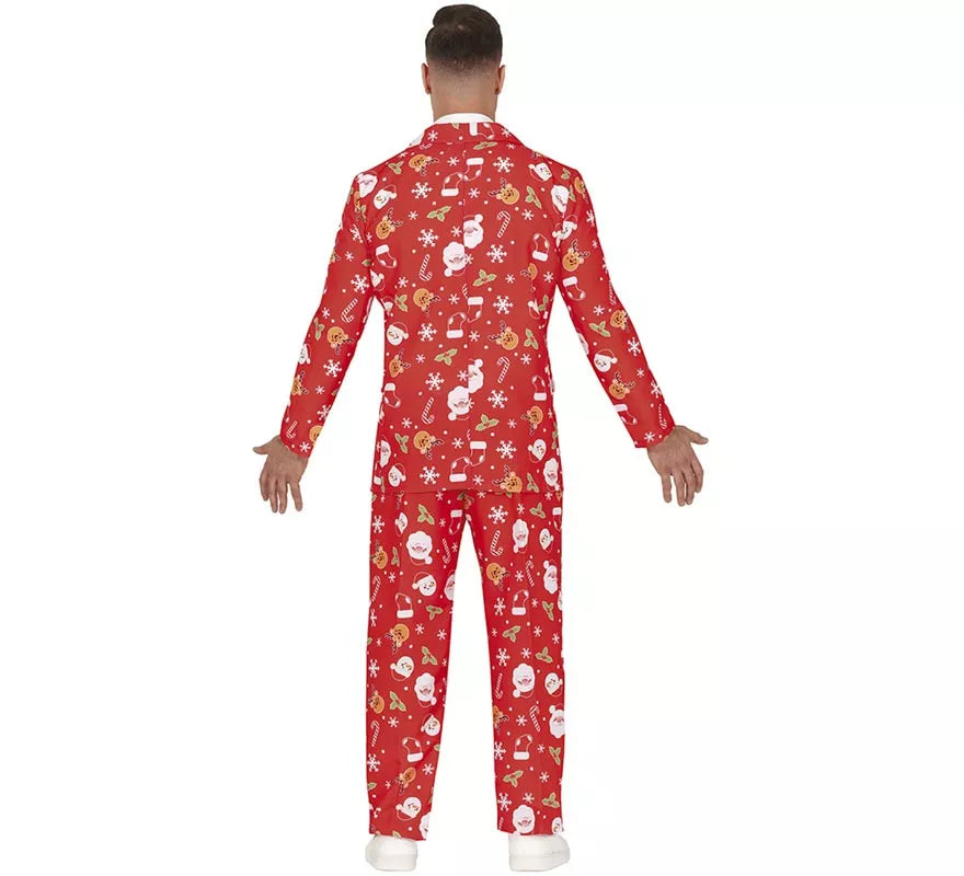 Translation missing: de.Traje Divertido de Papá Noel rojo con corbata para hombre