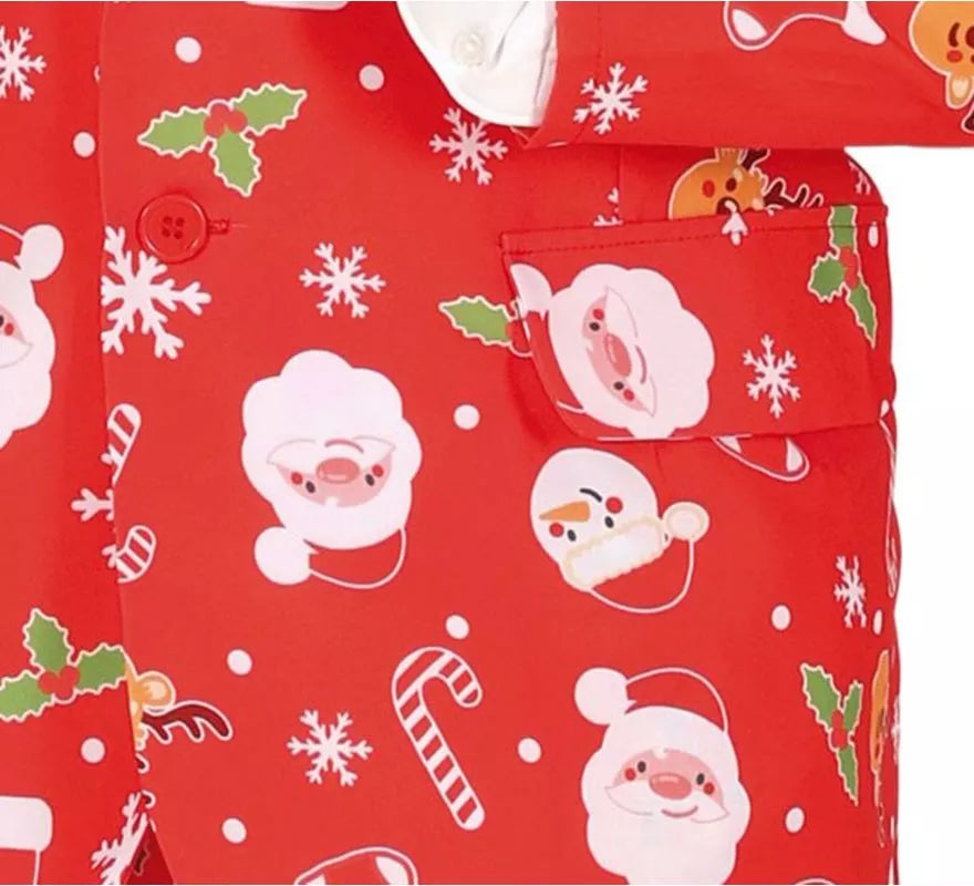 Translation missing: de.Traje Divertido de Papá Noel rojo con corbata para hombre