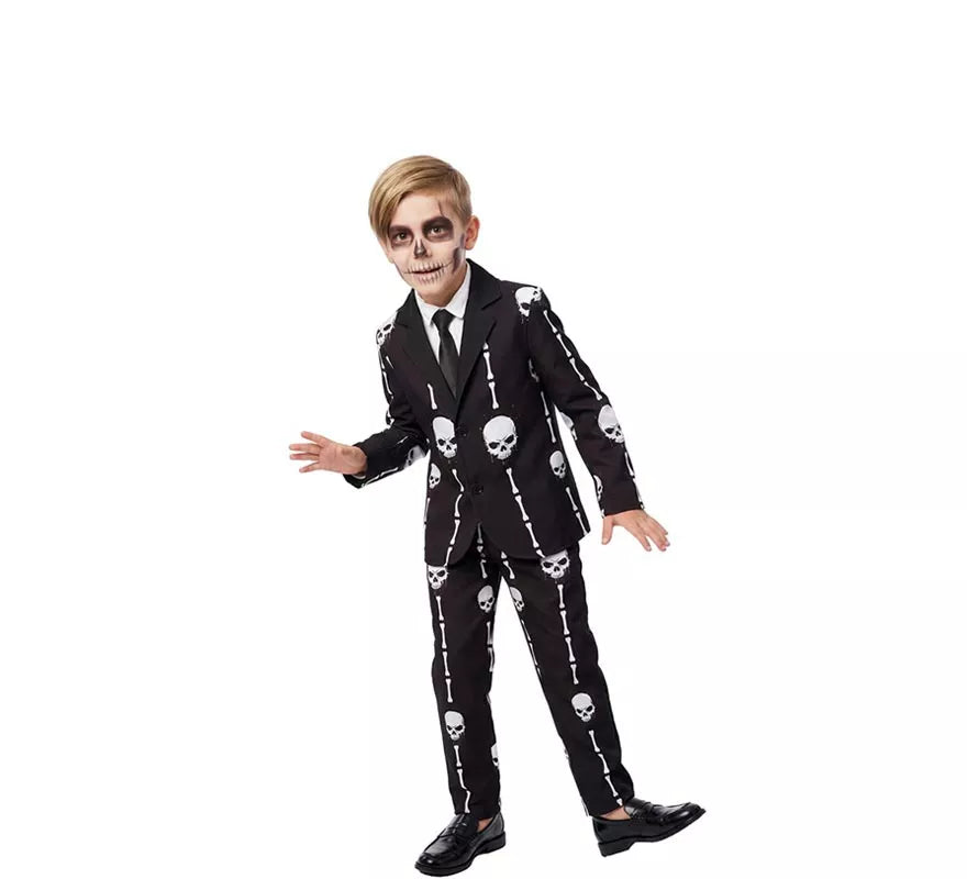 Translation missing: de.Traje Divertido negro Calaveras y Huesos para niño