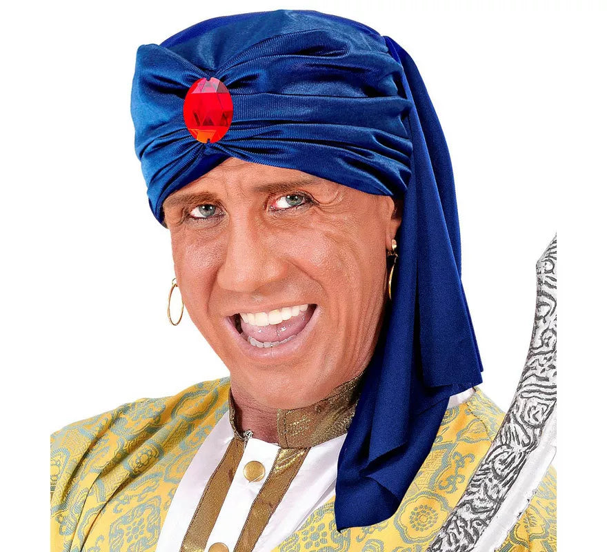 Turbante Alí Baba Azul con Piedra Preciosa