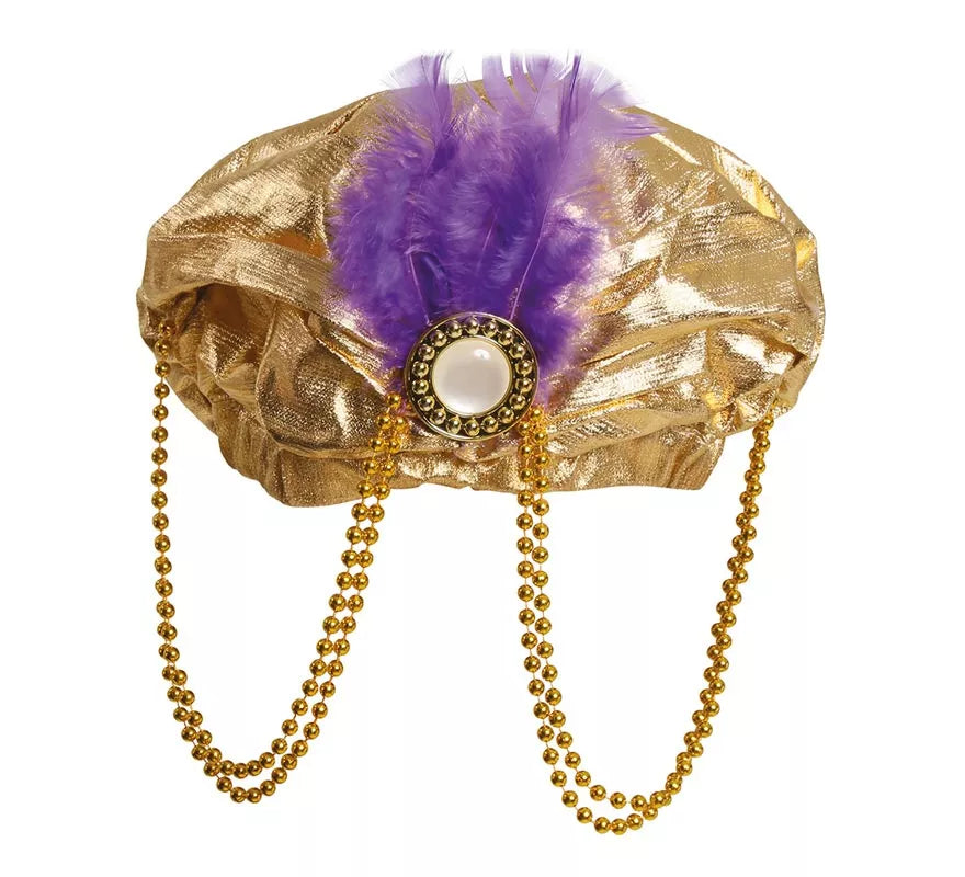 Translation missing: de.Turbante Dorado con Pluma Morada para hombre