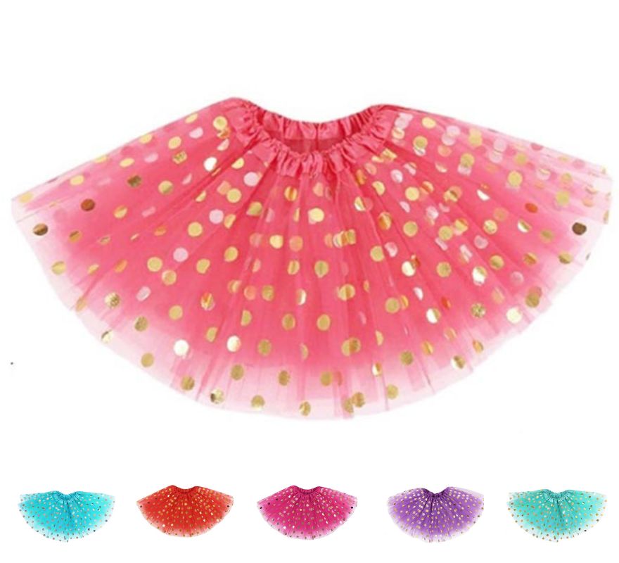 Tutú con Topos Dorados de 40 cm en varios colores
