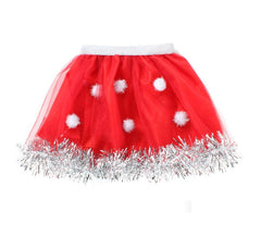 Rotes Mutter-Weihnachts-Tutu mit weißen Kugeln für Kinder