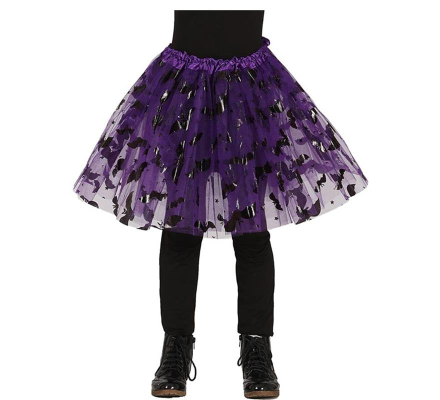 Tutú Decorado lila con Murciélagos de 30 cm