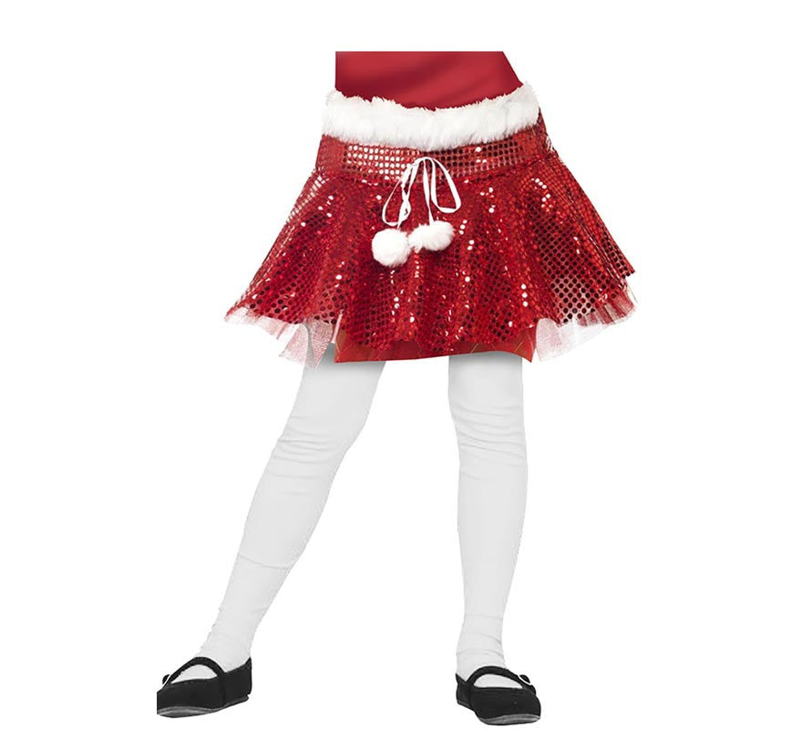 Translation missing: de.Tutú Navideño Mamá Noel rojo con lentejuelas infantil