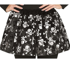 Schwarzes Piraten-Tutu mit Totenköpfen, 40 cm