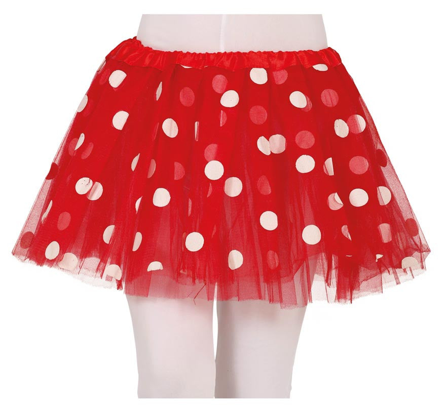 Translation missing: de.Tutú Rojo con Topos Blancos infantil 30 cm