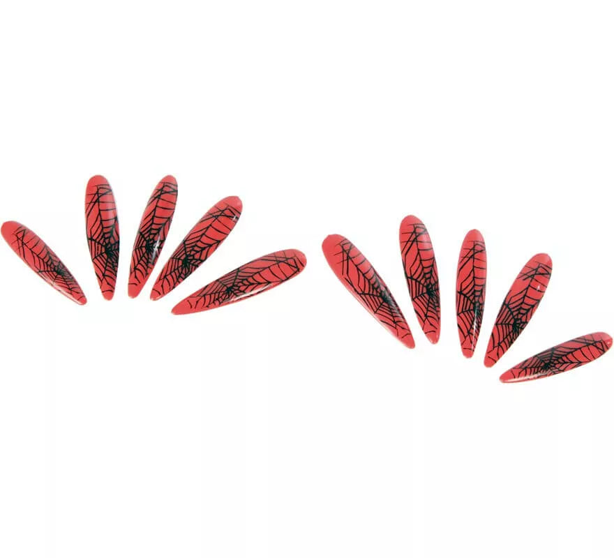 Translation missing: de.Uñas de Bruja rojas con telarañas