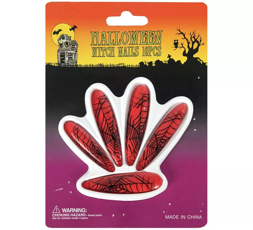 Translation missing: de.Uñas de Bruja rojas con telarañas