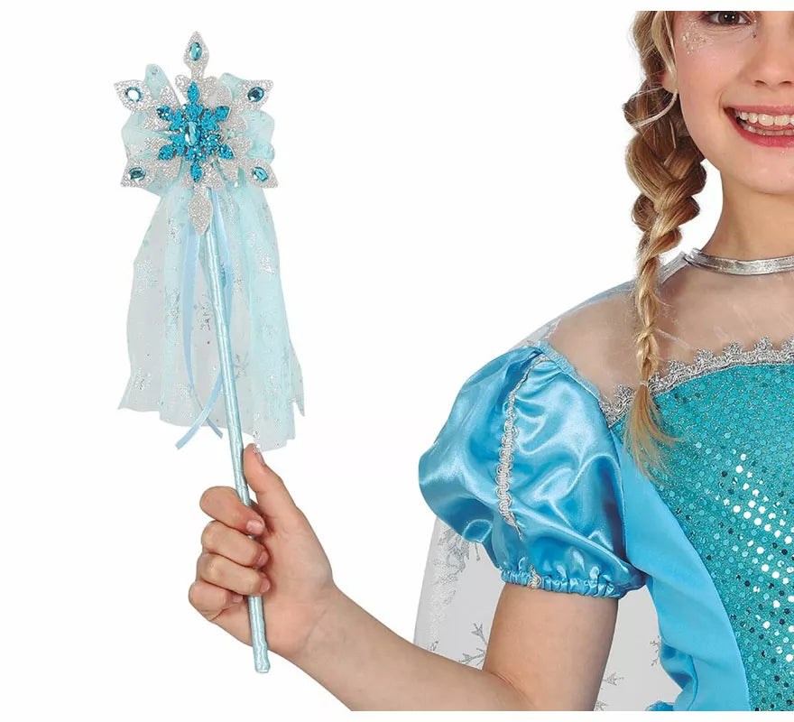 Varita Azul con Estrella y Velo de 35 cm