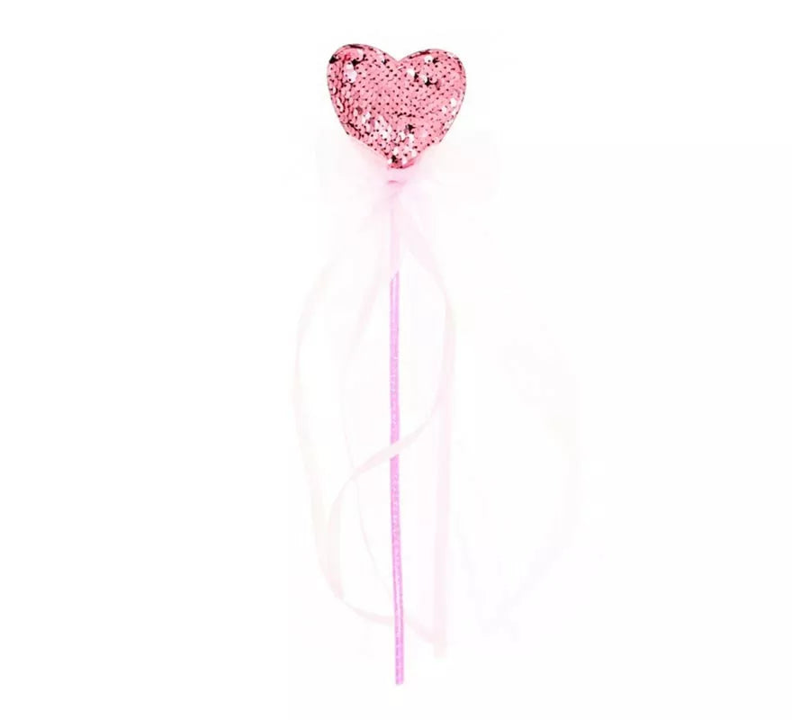 Translation missing: de.Varita de Princesa Corazón brillo rosa de 36 cm