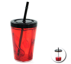 310 ml Doppelbodenglas mit Strohhalm und Kunstblut