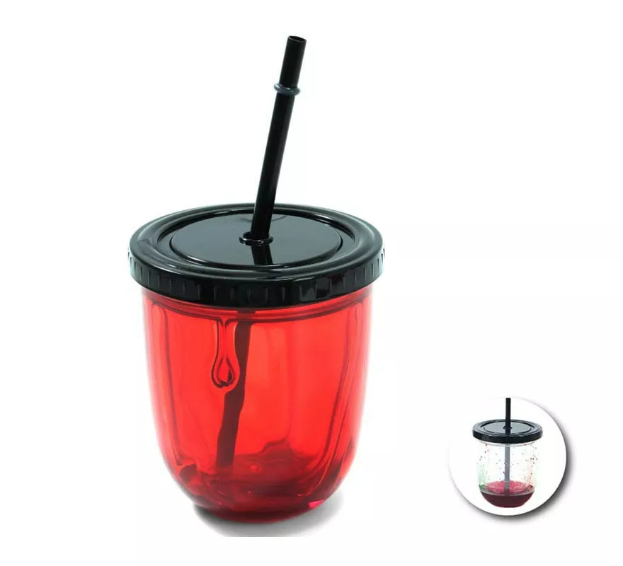 Translation missing: de.Vaso Doble Fondo con pajita y sangre falsa de 335 ml