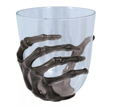 Transparentes Glas mit schwarzer Skeletthand von 9,5 cm