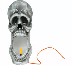 Totenkopfkerze mit LED-Feuereffekt von 20 cm