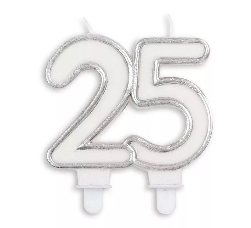 Translation missing: de.Vela de Cumpleaños, Aniversarios y Bodas de Plata Número 25 de 8 cm