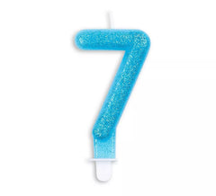 Blaue Nummer 7 Glitter Geburtstagskerze