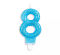 Blaue Nummer 8 Glitter Geburtstagskerze
