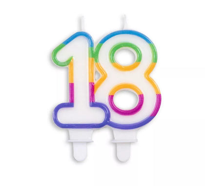 Vela de Cumpleaños Número 18 Multicolor