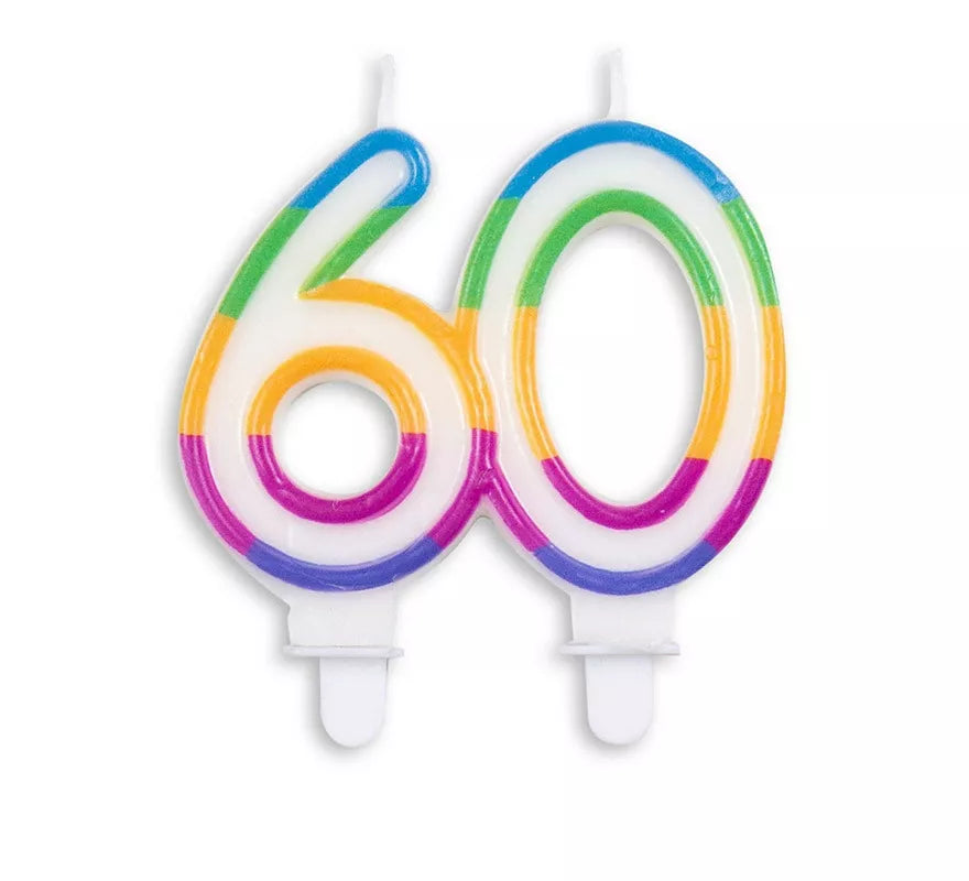 Vela de Cumpleaños Número 60 Multicolor